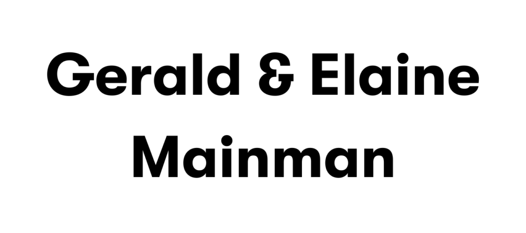 Text that reads Gerald & Elaine Mainman